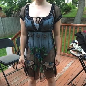 Free People Mesh Sequin Cap Sleeve Dress